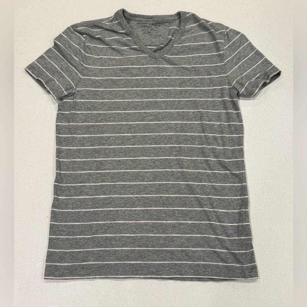 Banana Republic Vintage Tee Gray and White Striped Medium